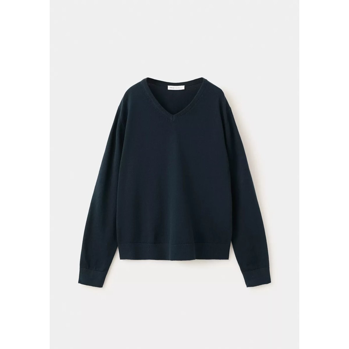Pull-over maille fine col V bleu marine, MANGO KIDS