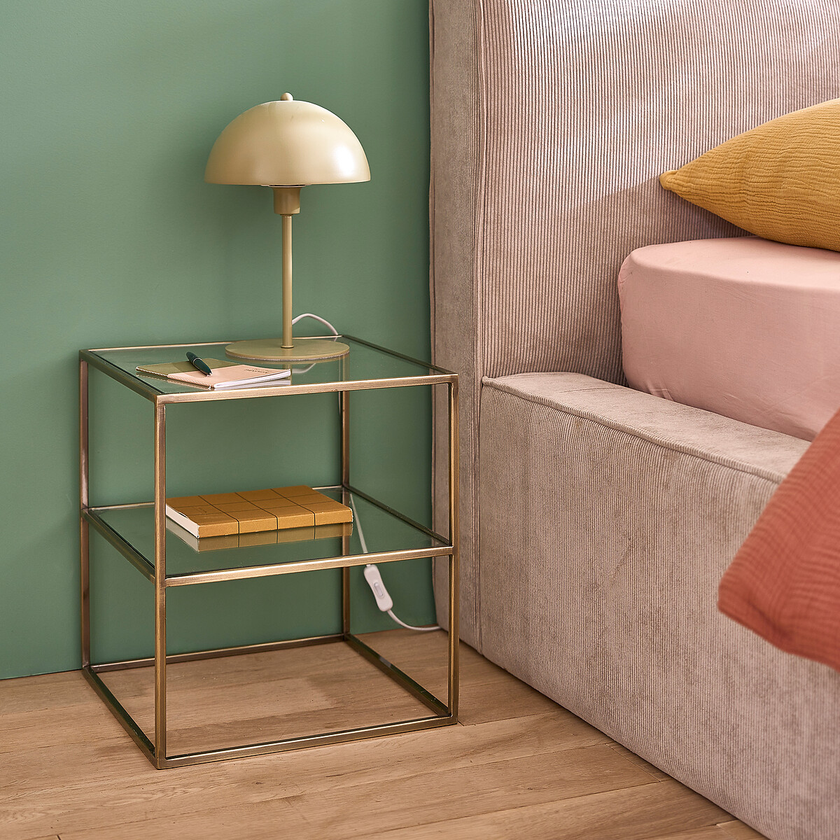 Mesita de noche con doble superficie Luxore latón, LA REDOUTE INTERIEURS