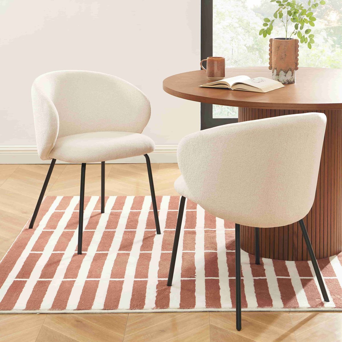 Lot de 2 chaises en tissu et acier CASSIE ecru, SORELH