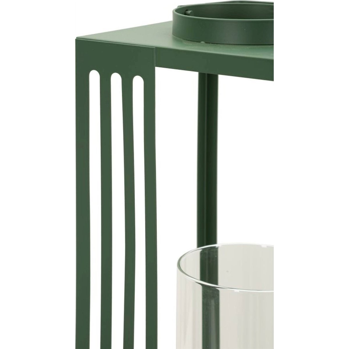 Lot de 2 lanternes en métal et verre vert, RECOLLECTION