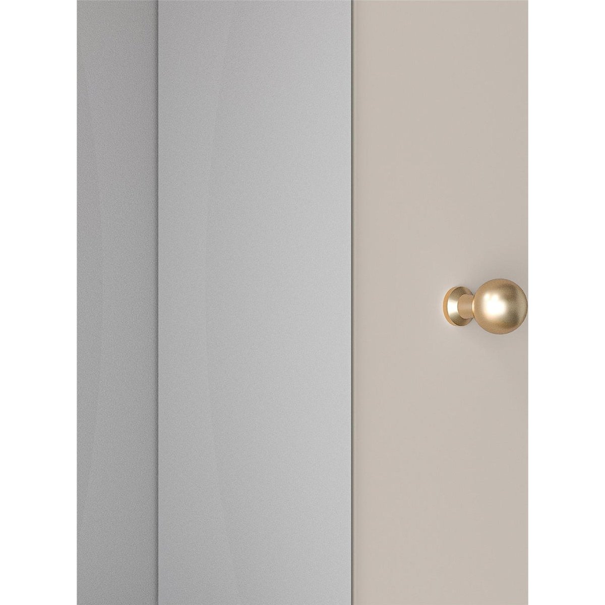 Armoire CALETTO à miroir et portes rainurées cachemire beige avec poignées dorées, RECOLLECTION