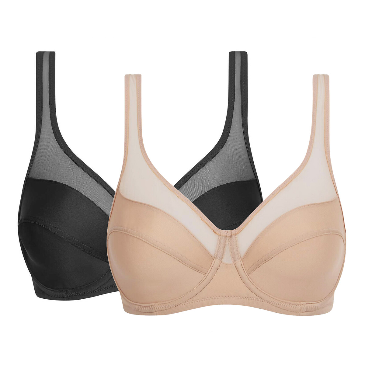 Lot de 2 soutien-gorges emboitants Generous noir + peau, DIM