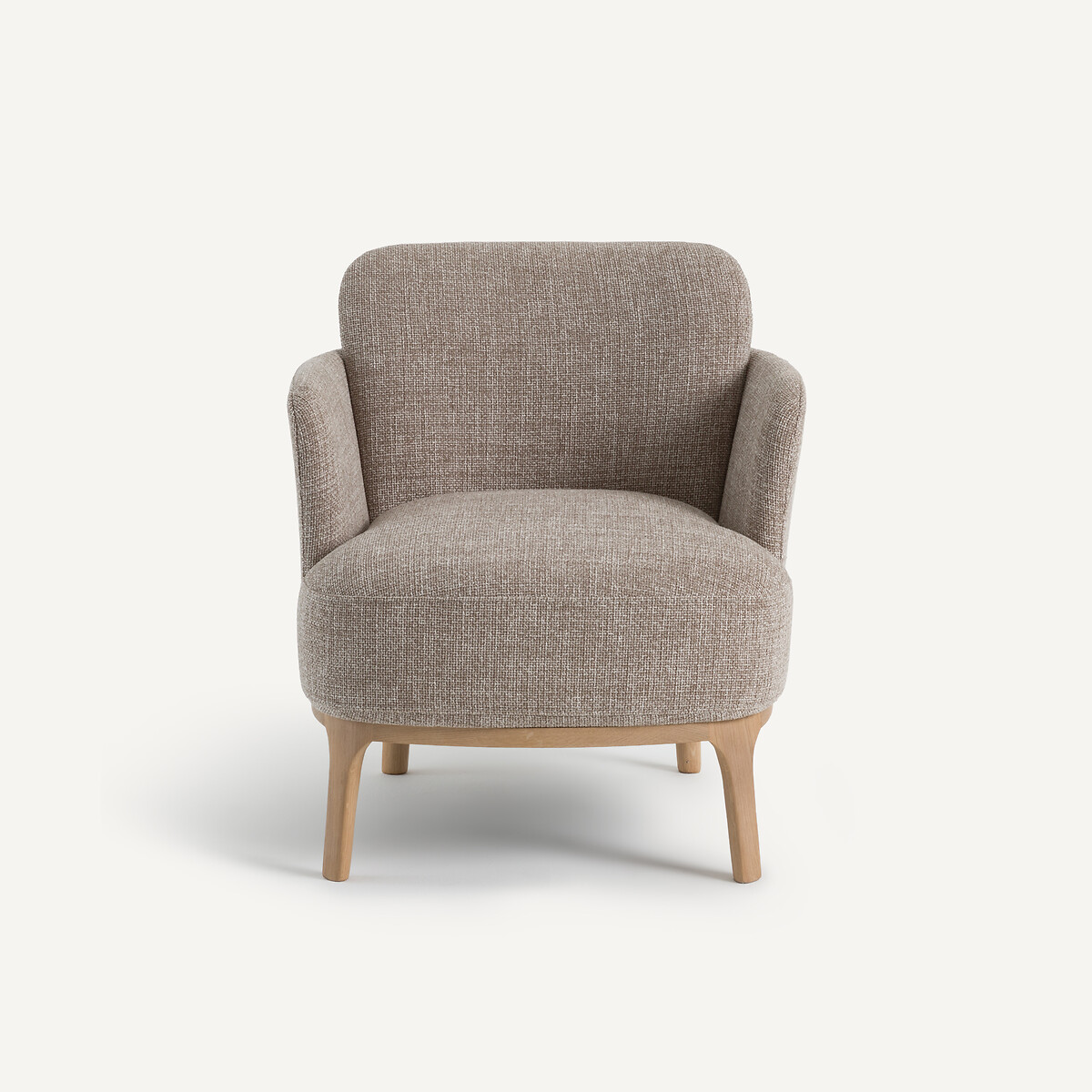 Fauteuil en tissu chiné et chêne massif, JABOTE marron glacé, AM.PM