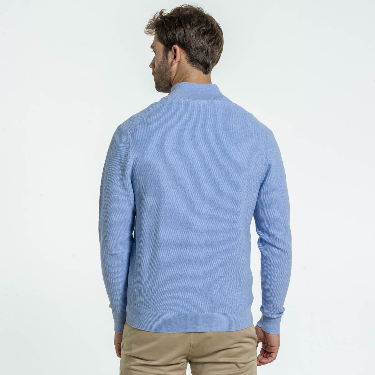Cardigan en tricot grain de riz bleu ciel, MISE AU GREEN