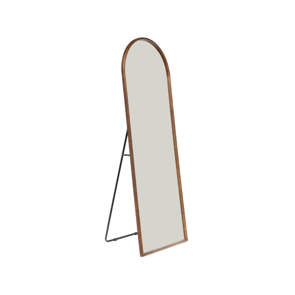 Miroir arche sur pied bois d'hévéa pied en acier 170cm LIAM noyer, SWEEEK