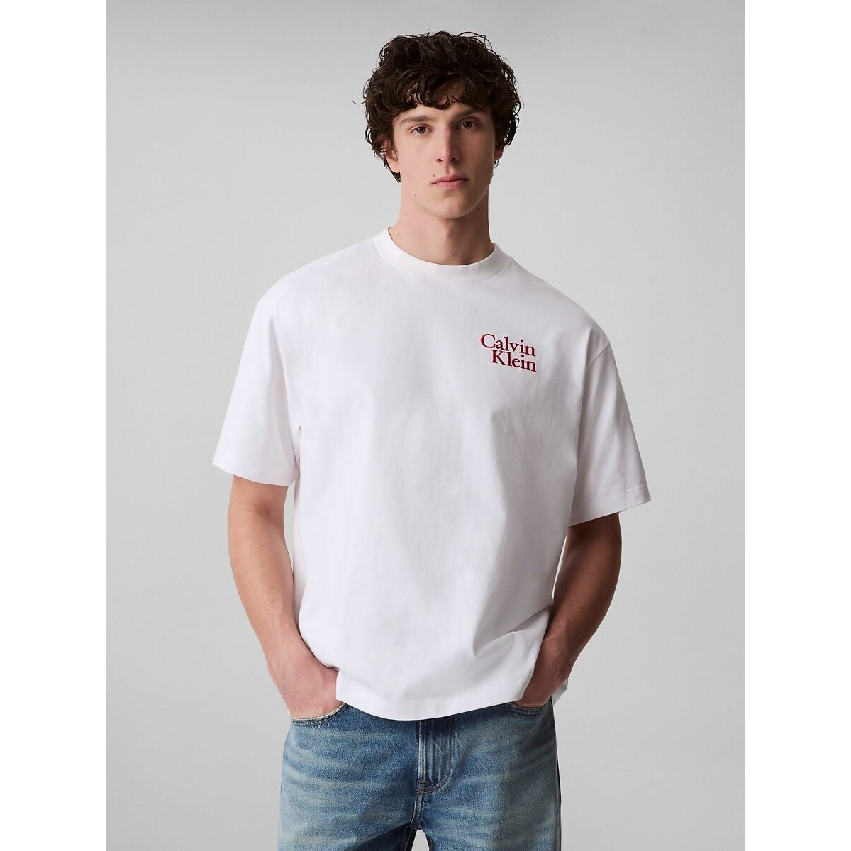 T-shirt manches courtes logo blanc, CALVIN KLEIN JEANS