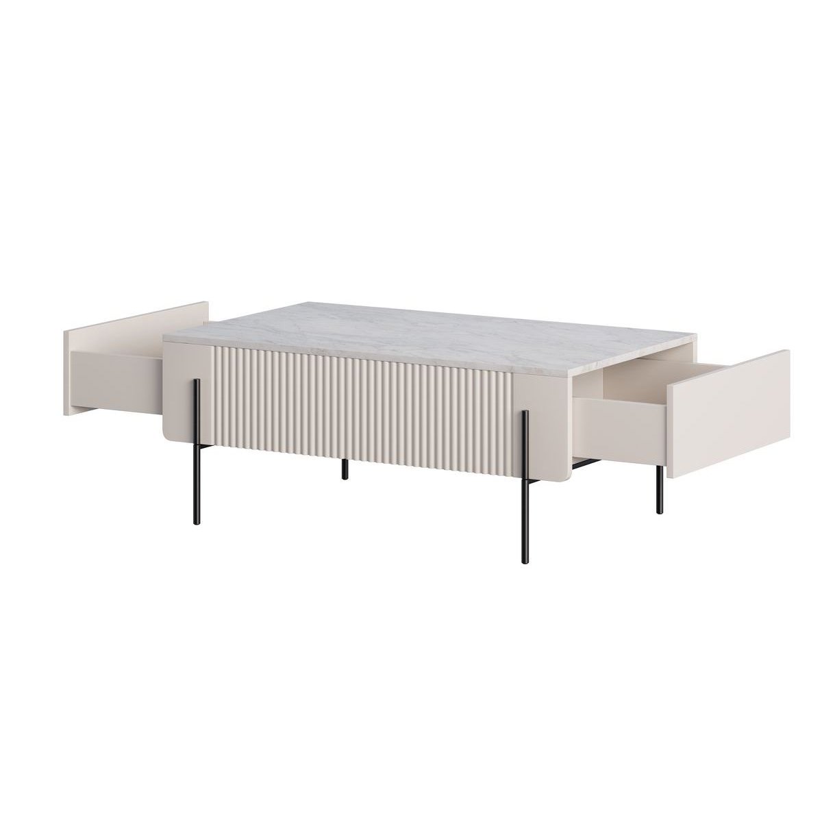 Table basse rectangulaire en panneaux de particules et MDF, MATHILDE beige, BOBOCHIC