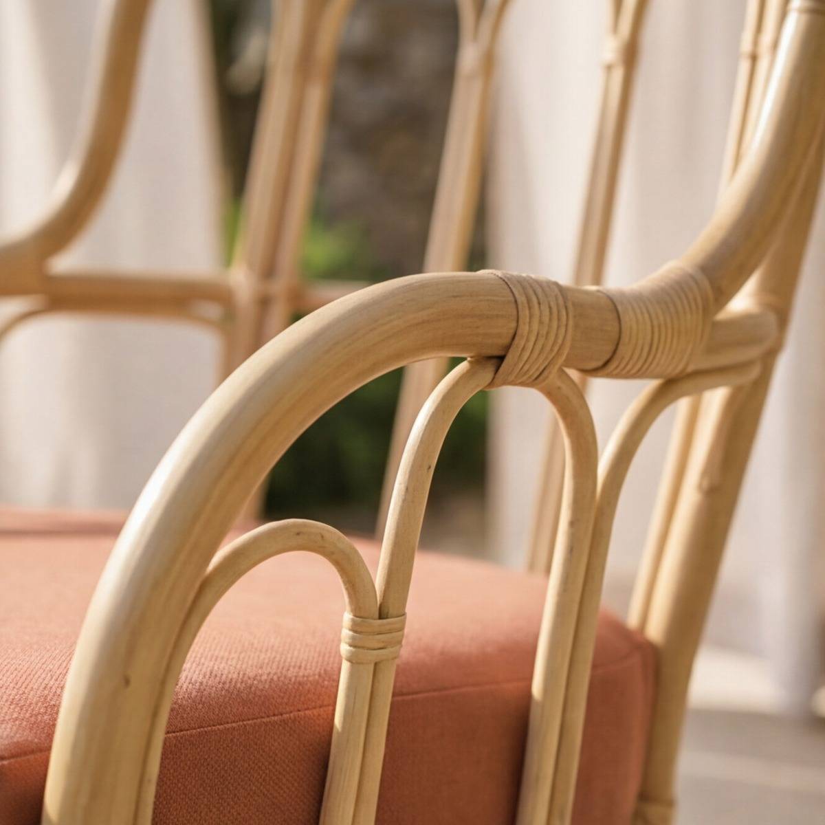 Salon de jardin en rotin et tissu RATTAN bois foncé, MADE IN MEUBLES