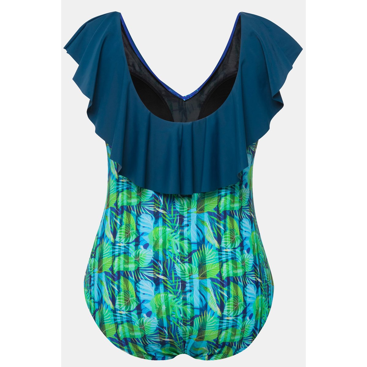 Maillot de bain à bonnets souples. Motif pétrole foncé, ULLA POPKEN