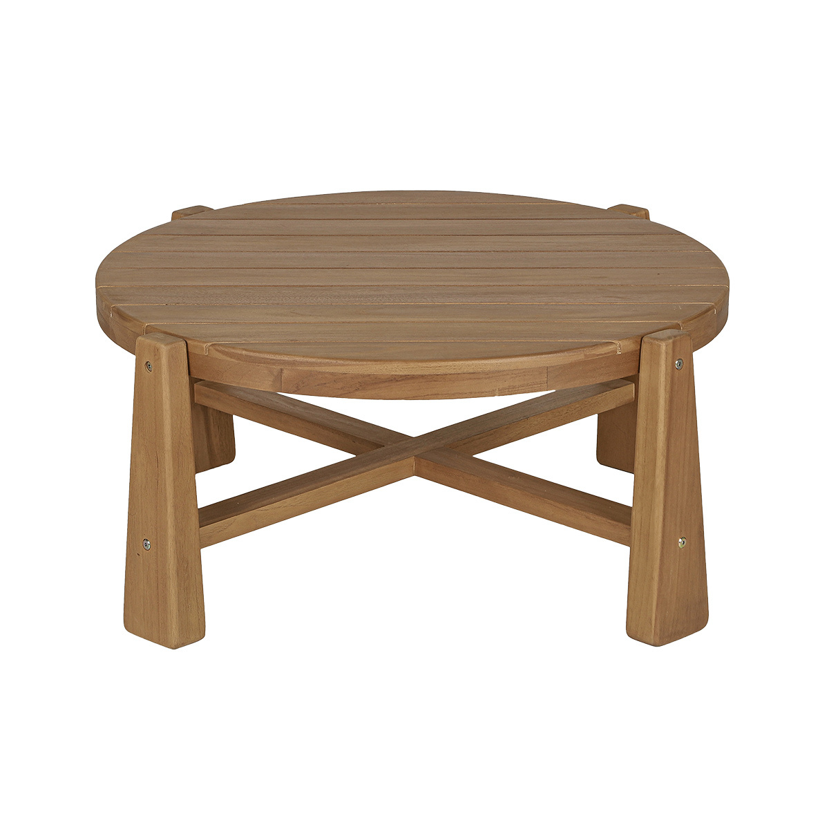 Table basse de jardin ronde en bois teck massif D82 cm CAROLINA couleur unique, MILIBOO