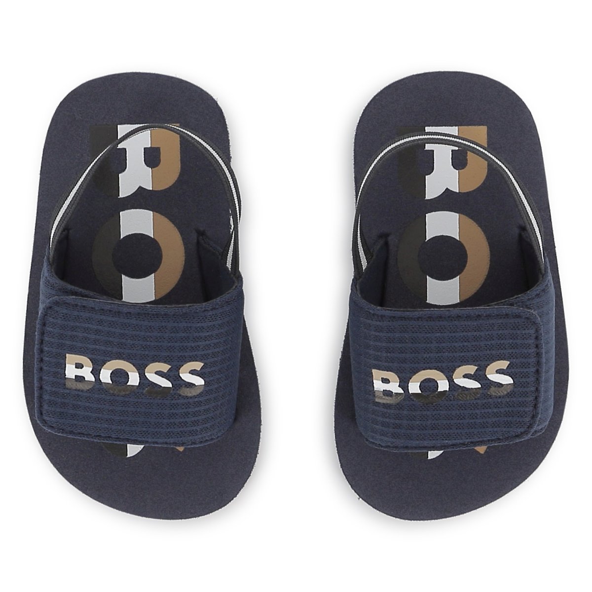 Claquettes à fermeture par bandes auto agrippantes bleu cargo, BOSS KIDSWEAR