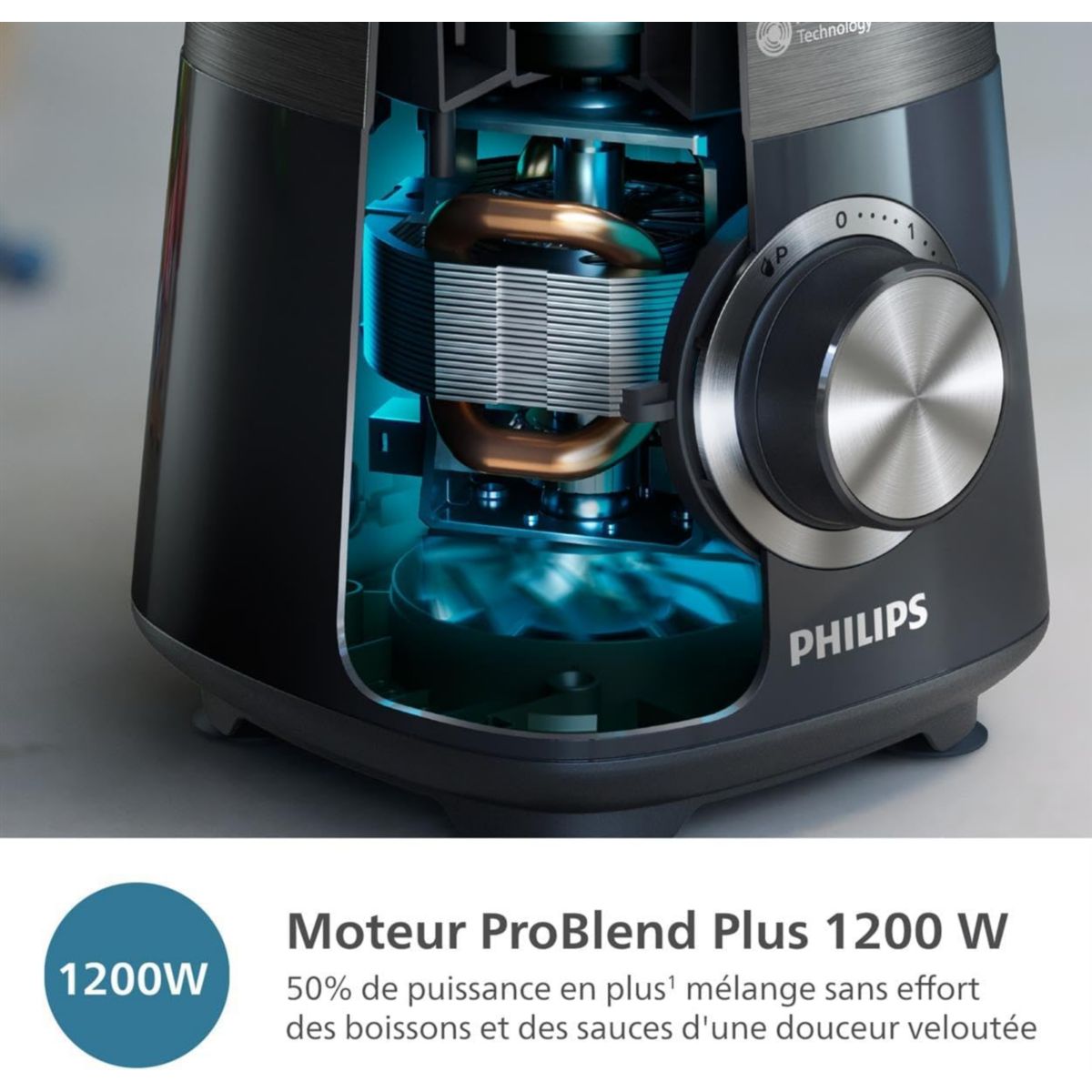 Blender HR3040/00 Blender mixeur métal Série 5000 2L, 1200W couleur unique, PHILIPS