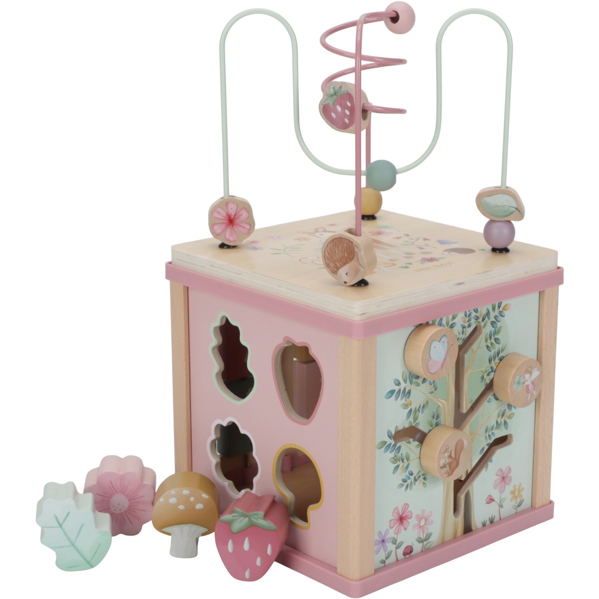 Cube d'activités rose, jaune, vert, beige, multicolore, LITTLE DUTCH