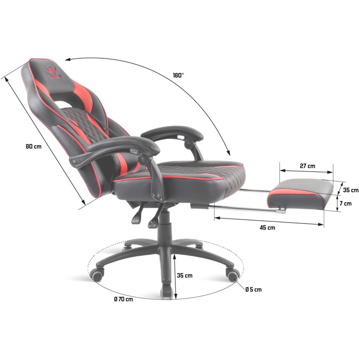 Chaise gaming MUSTANG SERIES - RED couleur unique, SPIRIT OF GAMER