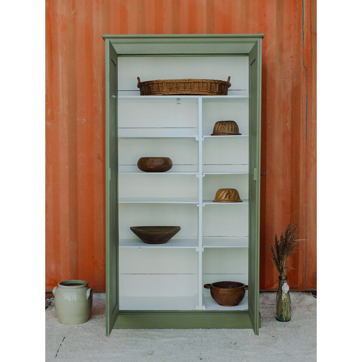Armoire en bois kaki Blandine N°451 - Bon état kaki, DEBONGOUT