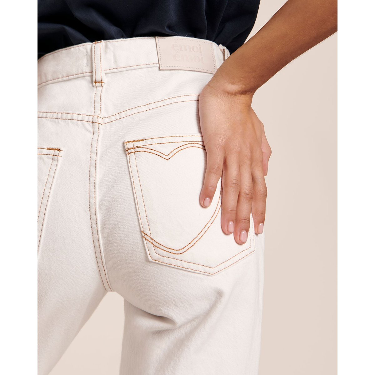 Jean droit taille haute, DENIM QUI VOUS AIME blanc - ecru, EMOI EMOI