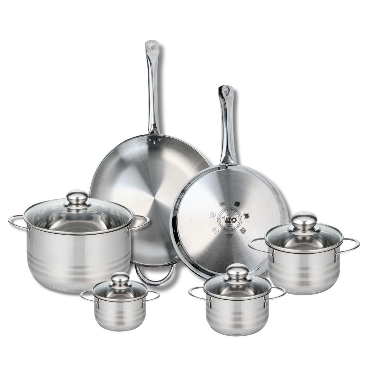 2 poêles 28/32cm + 4 faitouts 12/14/16/24cm PROFI BRILLANT inox, ELO
