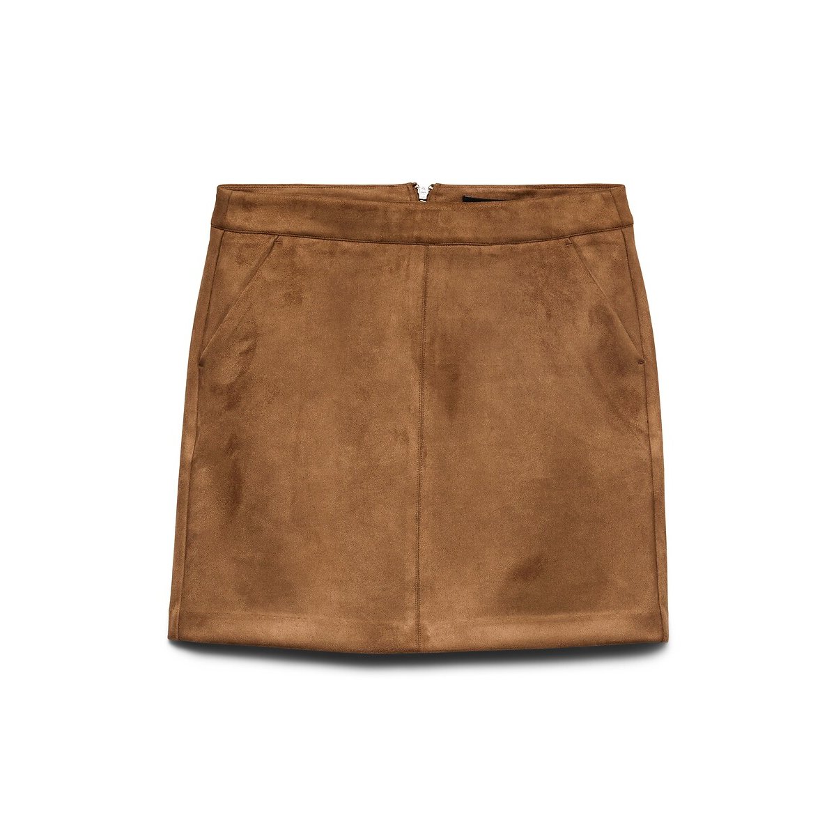 Jupe droite courte en suédine camel, VERO MODA