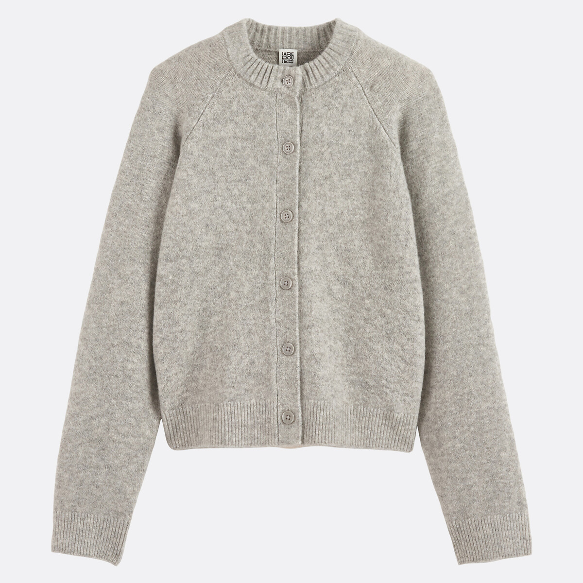 Cardigan col rond en grosse maille gris chiné, LA REDOUTE COLLECTIONS