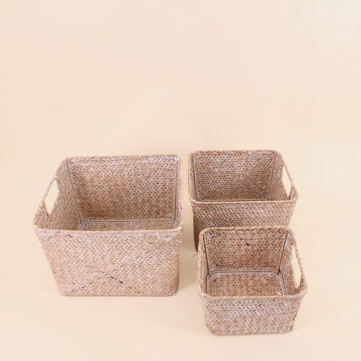 Lot de 3 paniers en fibre naturelle naturel, AZAO