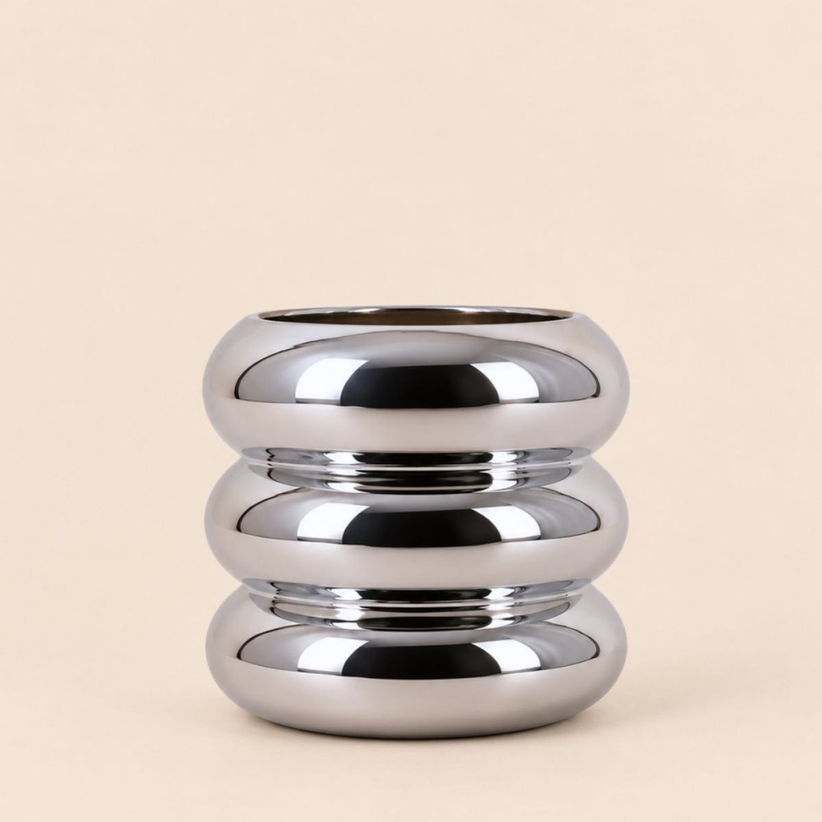 Vase en verre ceinture effet, H18cm gris, ORNAMI