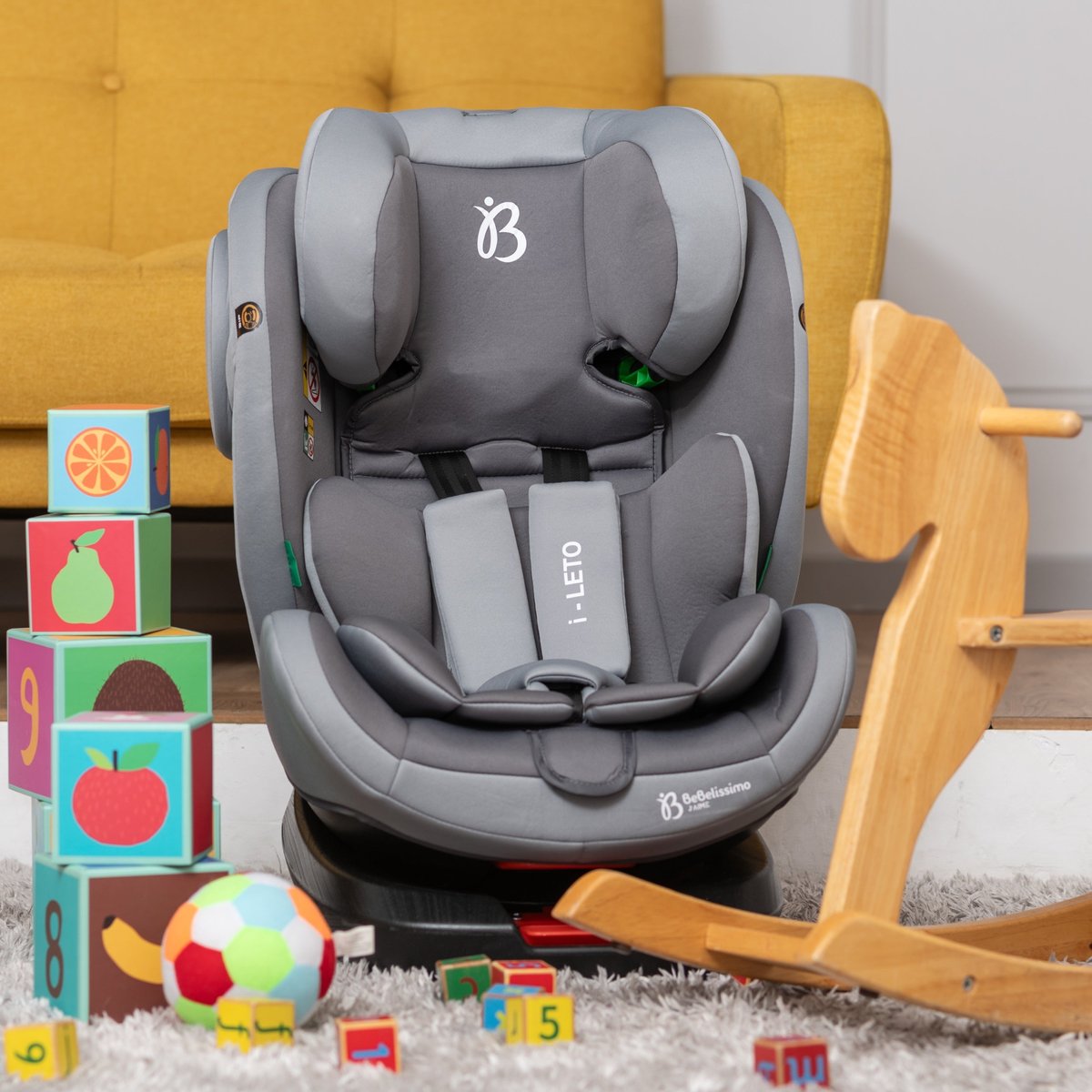 Siège auto Isofix - pivotant 360 ° - groupe 0+/1/2/3 - (0-36kg) - i-Leto -  protections latérales gris, BEBELISSIMO J'AIME