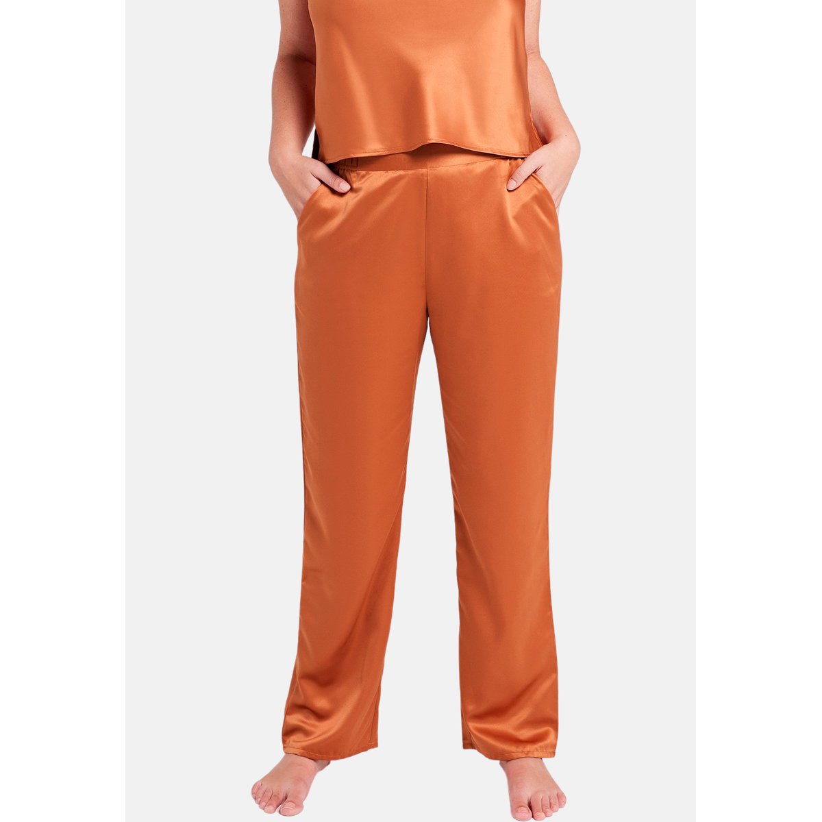 Pantalon de pyjama satin Glam Chic caramel, SANS COMPLEXE