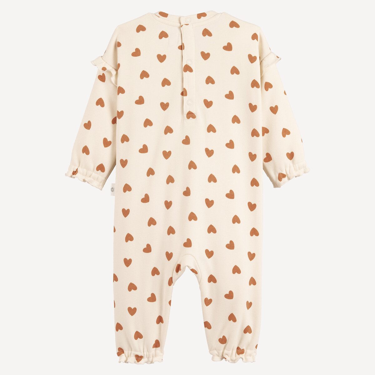Combinaison longue en molleton, imprimé coeurs ecru, LA REDOUTE COLLECTIONS