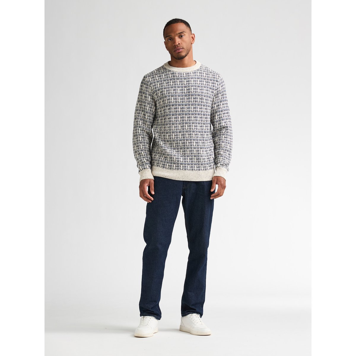 Pull col rond à motif géométrique irongate blanc antique white melee, PETROL INDUSTRIES