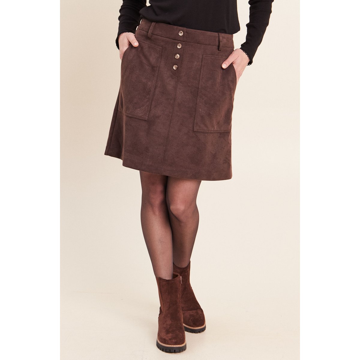 Jupe aspect daim marron foncé, BREAL