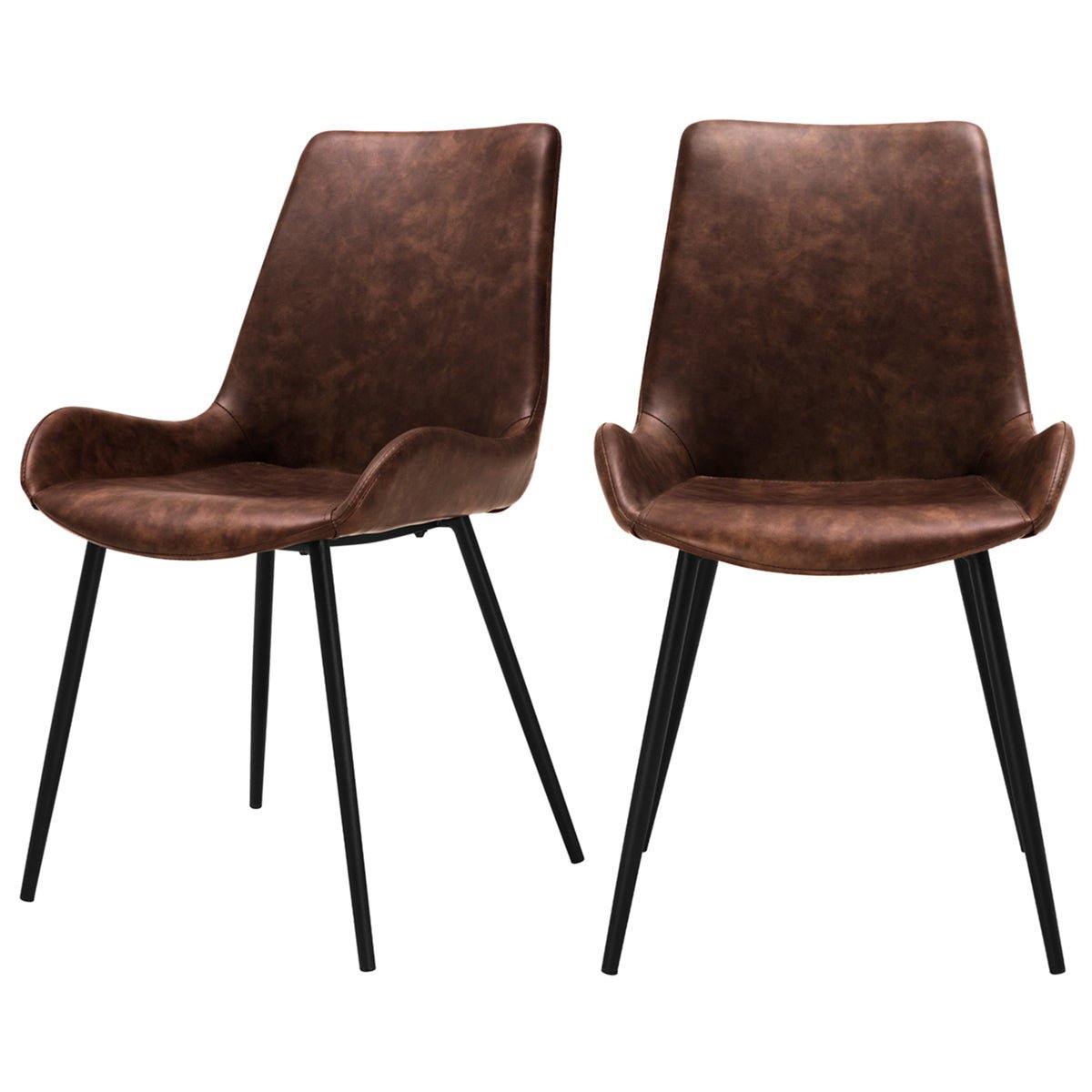 Lot de 2 chaises en cuir synthétique - AUSTIN marron, MAISON PAVANE