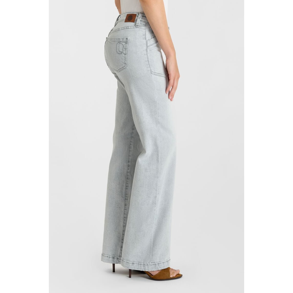 Jeans flare , longueur 34 grey, LE TEMPS DES CERISES