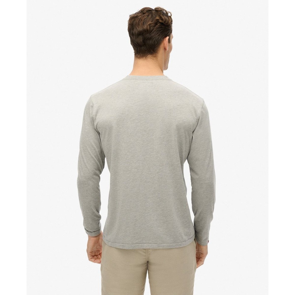 Haut à Manches Longues Athletic Essentials gris chiné, SUPERDRY