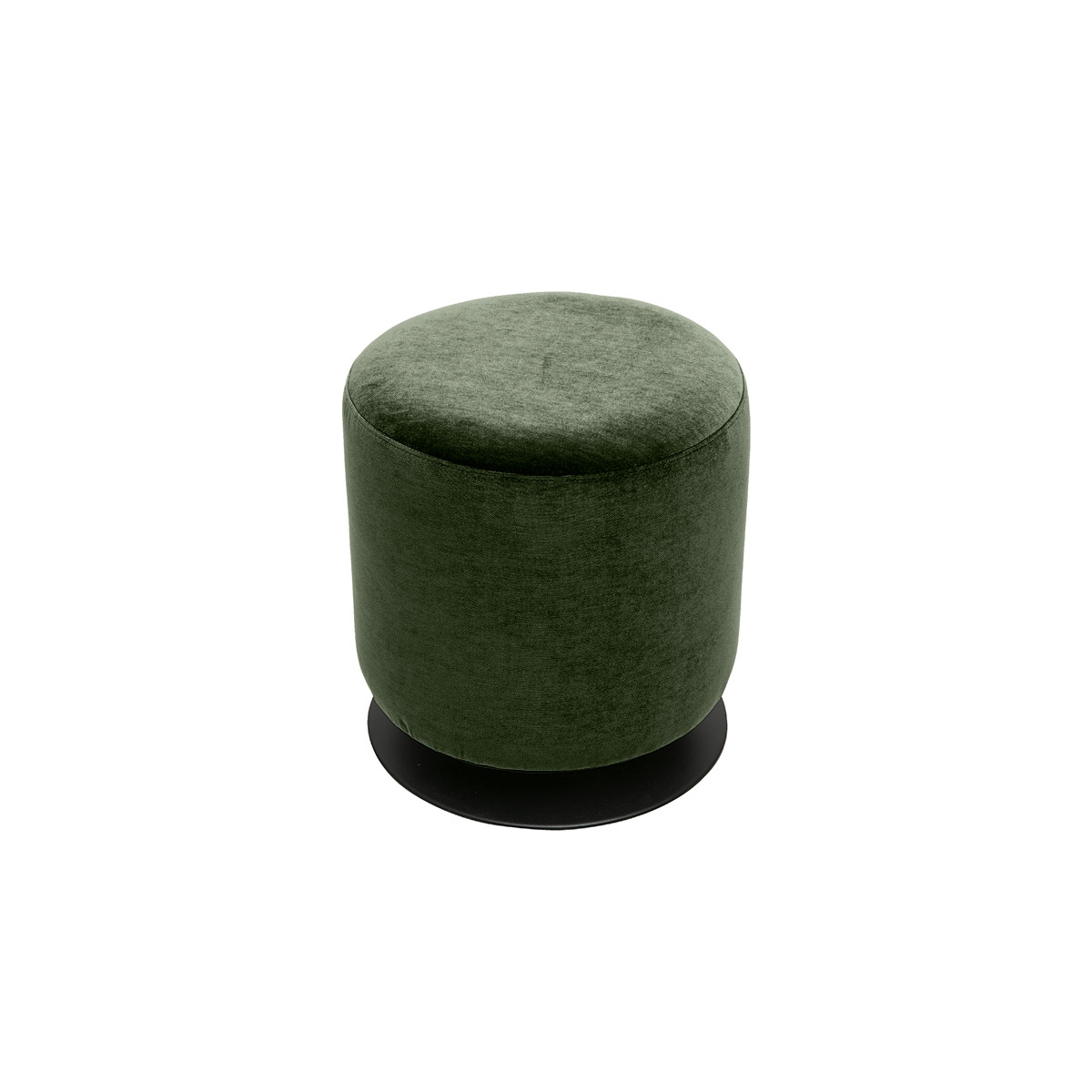 Pouf rond pivotant en tissu effet velours texturé terre brûlée et métal D39.5 cm VOLNAY kaki, MILIBOO