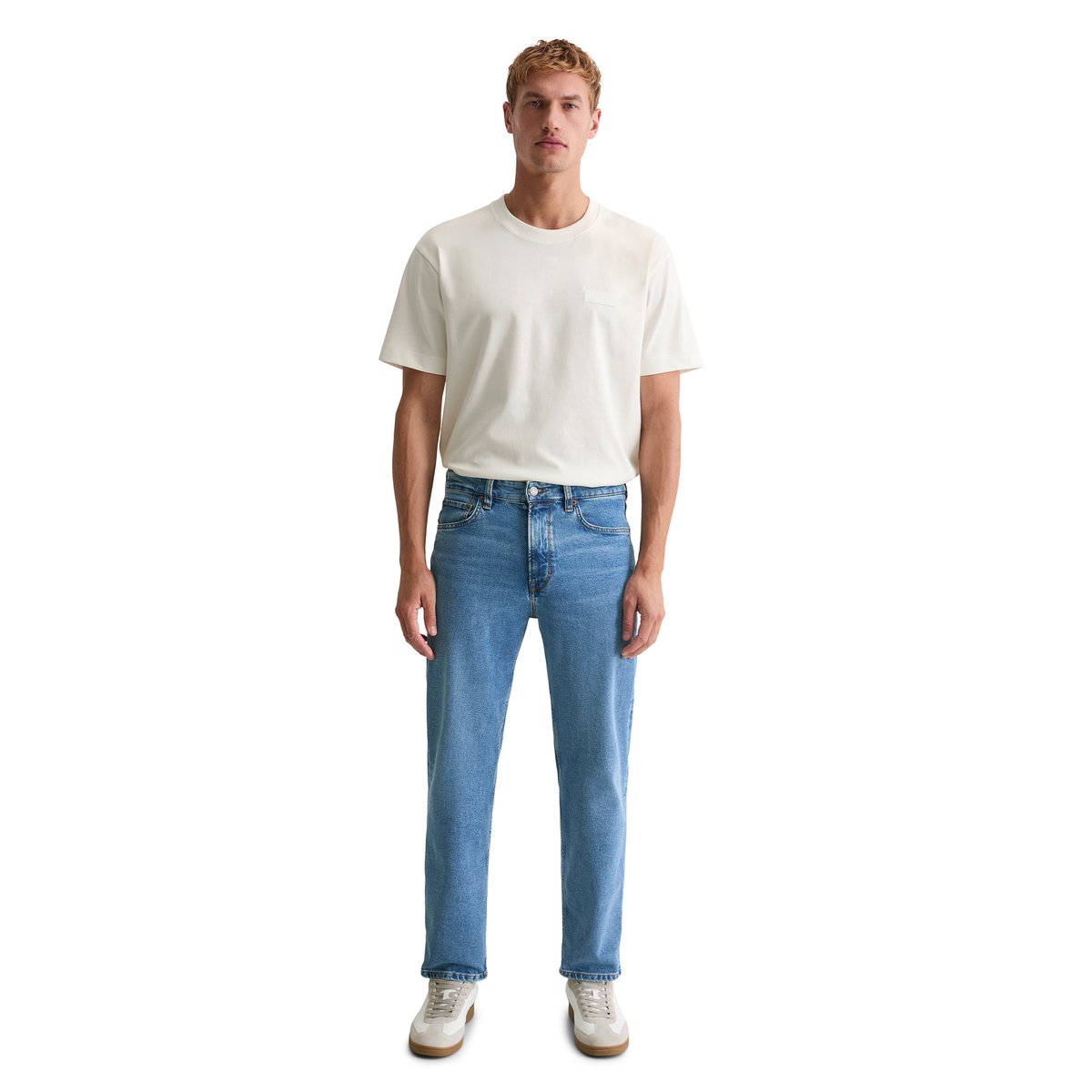 Jeans modèle Kalmo droit en coton bio mélangé bleu moyen, MARC O'POLO