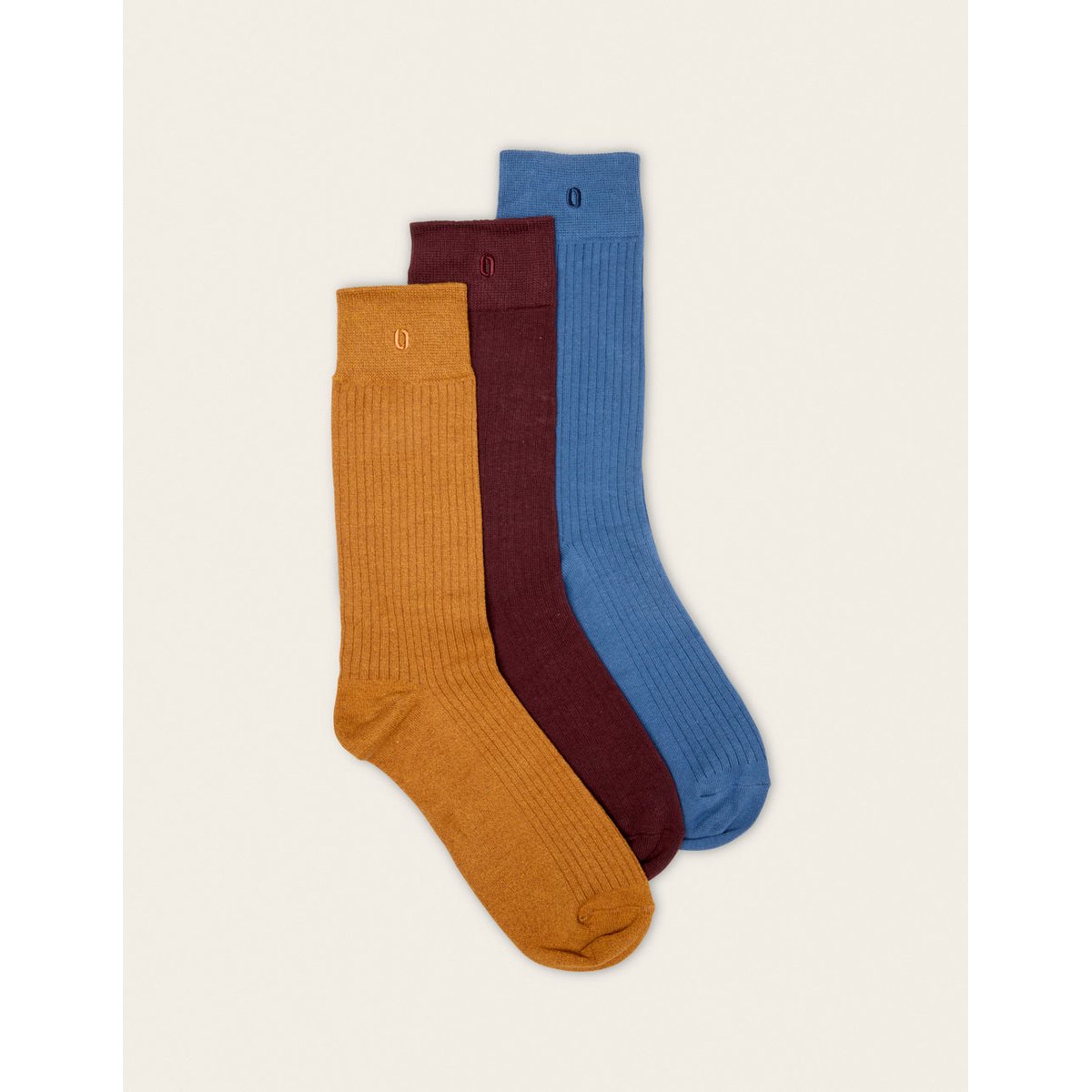 Pack de 3 CHAUSSETTES bleu moutarde bordeaux, ODAJE