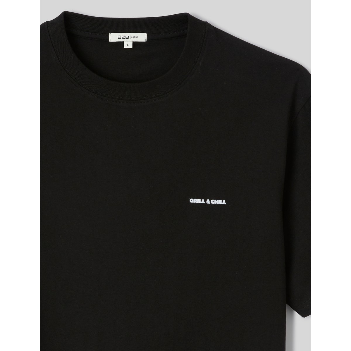 T-shirt imprimé poitrine noir, BZB