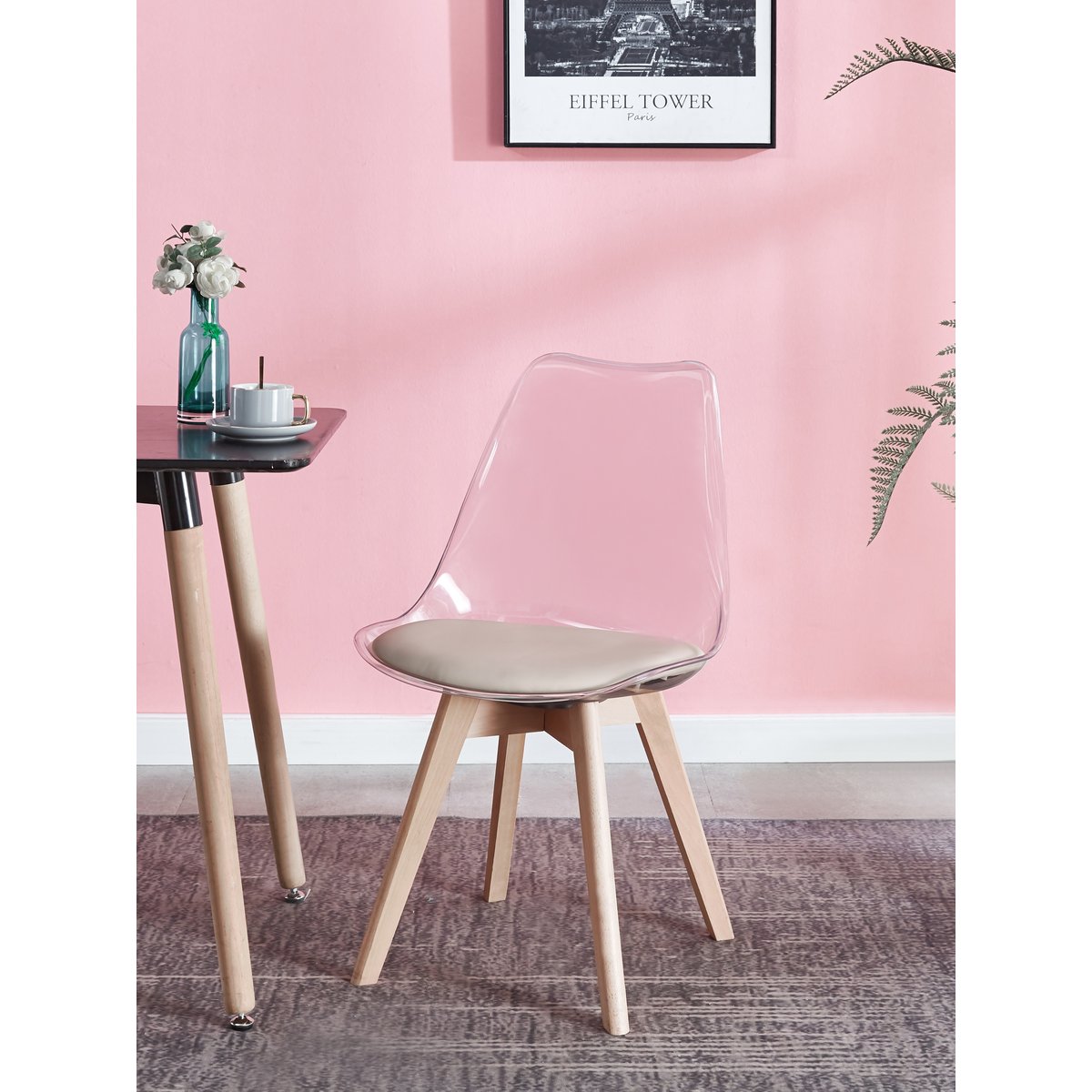 Lot de 4 chaises scandinaves, CARMEN beige, NORDLYS