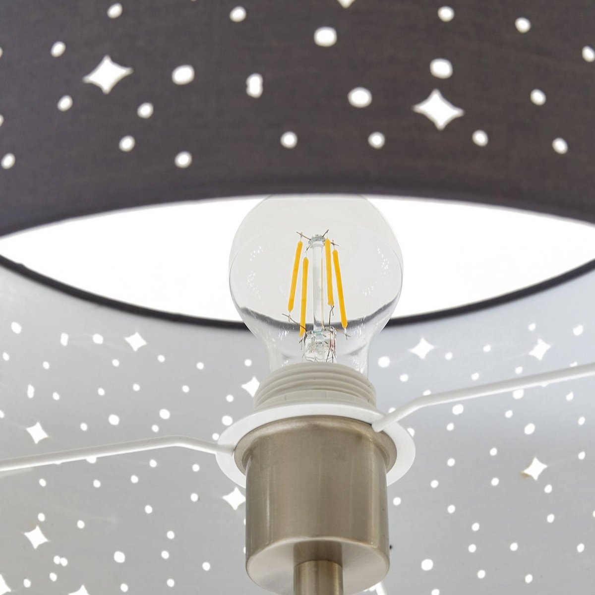 Lampadaire en métal moderne, Melanie nickel mat, gris, LINDBY