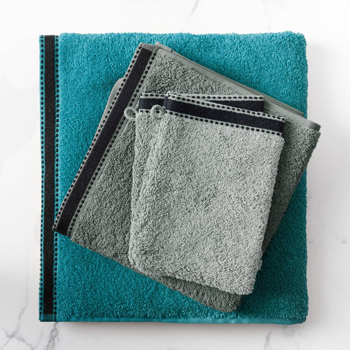 Drap de douche en coton JOIA vert, ATMOSPHERA