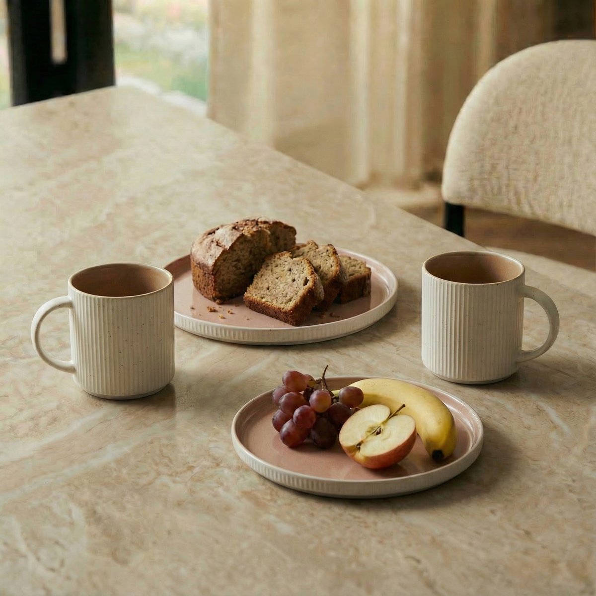 Set de 4 tasses de vaisselle en grès D10 AMSTERDAM beige, SIA DECO