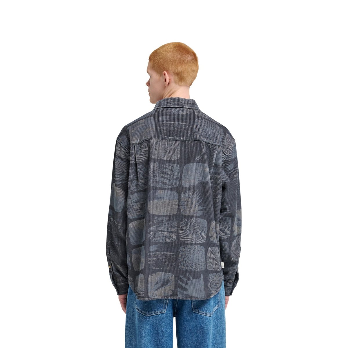 Chemise manches longues en velours côtelé RELAX PRINTED bleu analog, ELEMENT