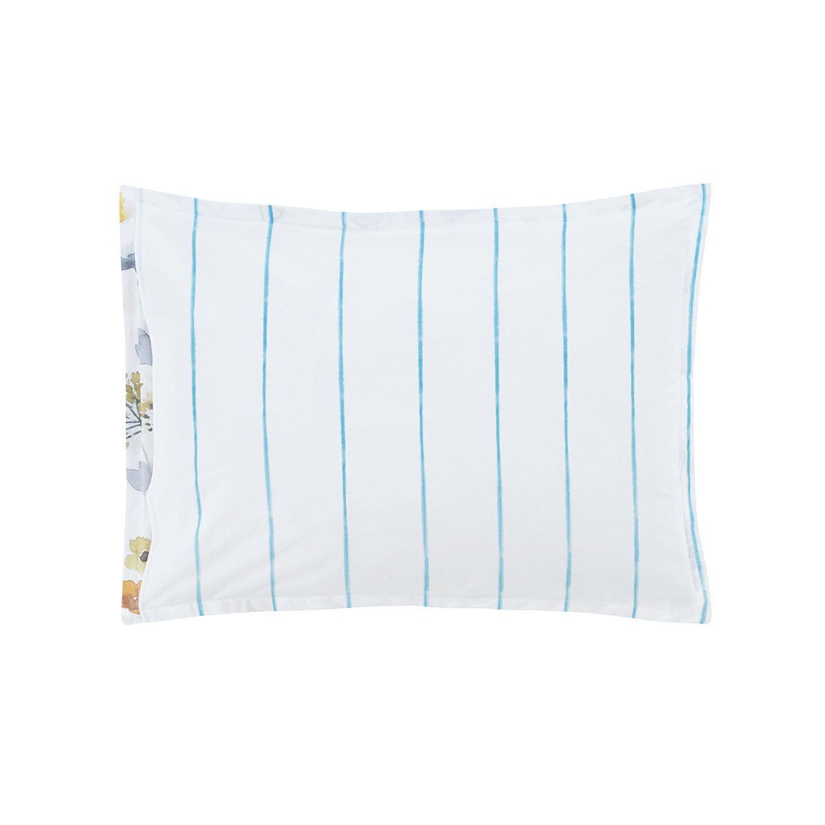 Parure housse de couette percale avec 2 taies 50x70 cm AGATHA aqua sea, SENSEI MAISON