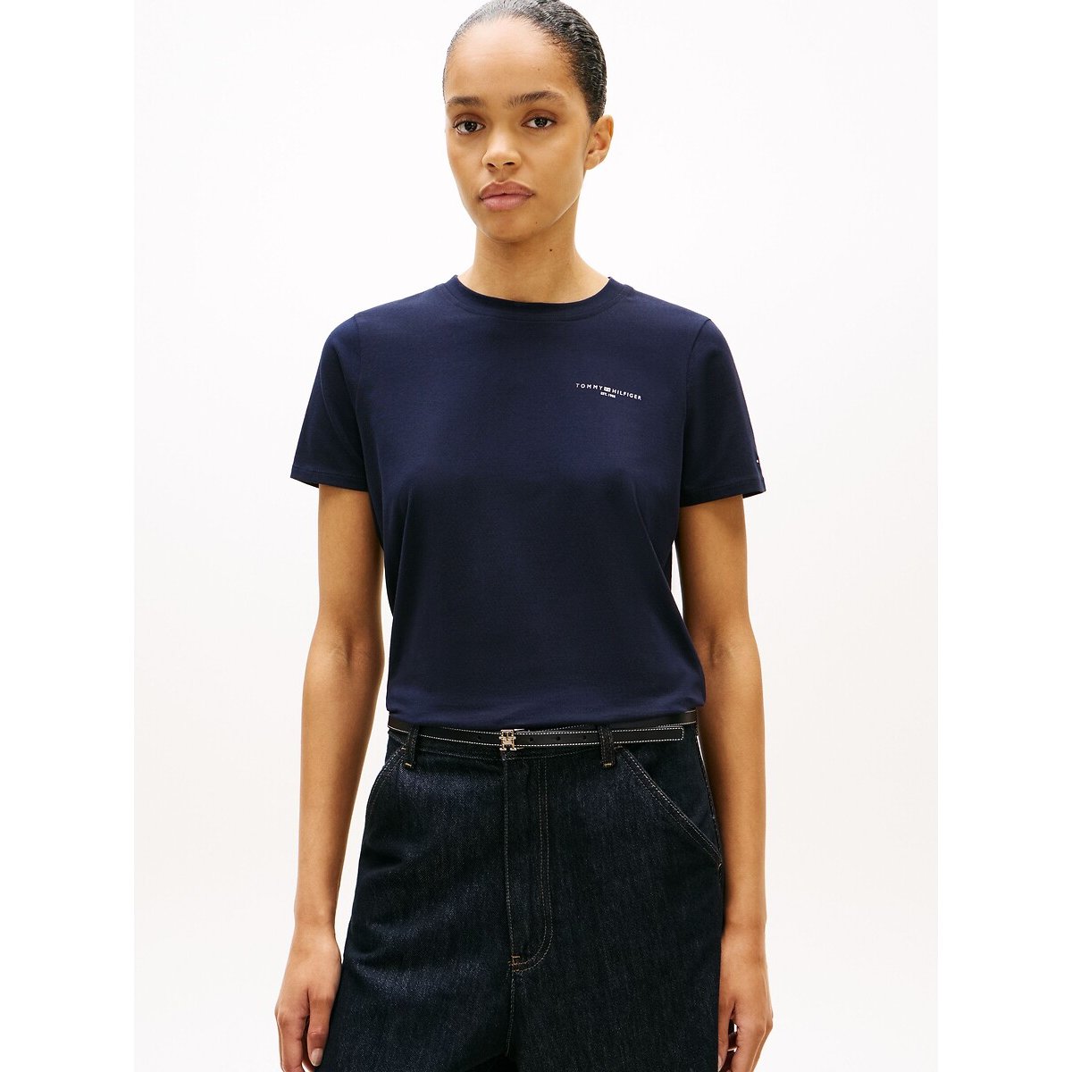 T-shirt col rond à manches courtes  marine, TOMMY HILFIGER