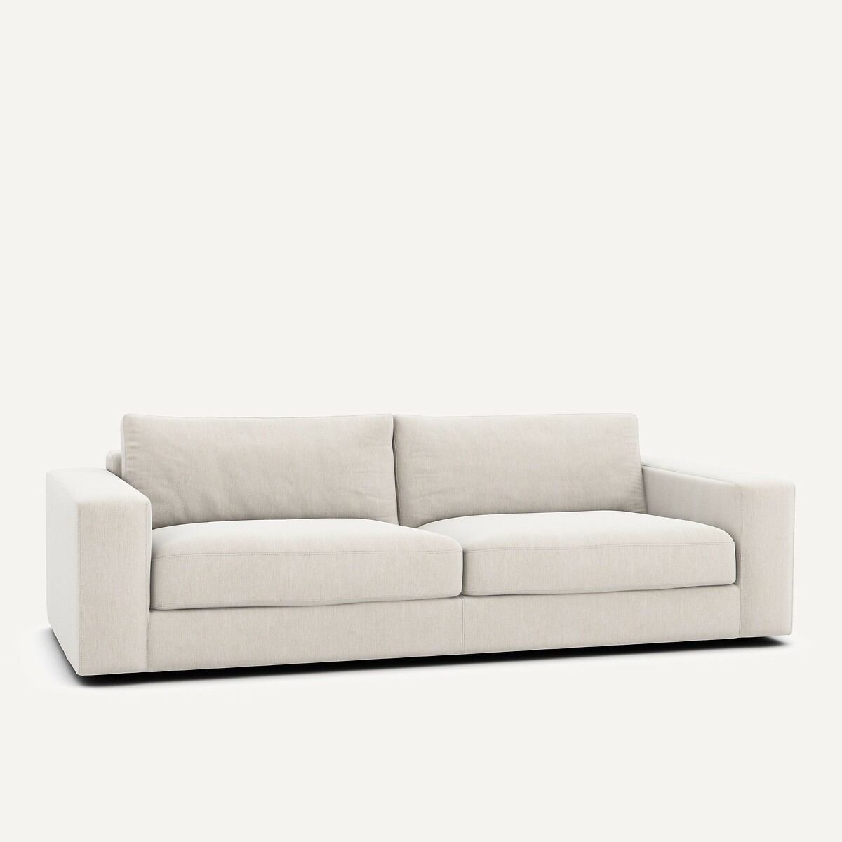 Canapé 3 ou 4 places, en velours chenille, Skander blanc, AM.PM