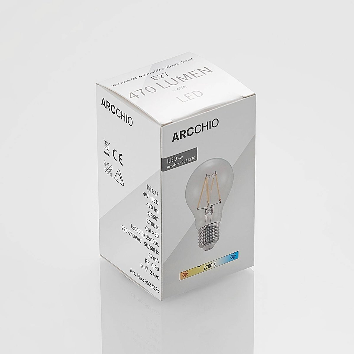 Ampoule E27 en verreLED, E27 4W LED couleur unique, ARCCHIO
