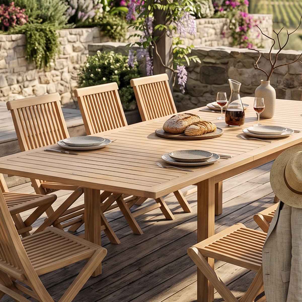 Salon de jardin en teck massif Azur, 10 places naturel, TECK ATTITUDE