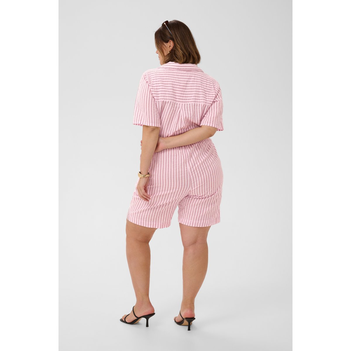Shorts casual rose ballerina white henna stripe, KAFFE CURVE