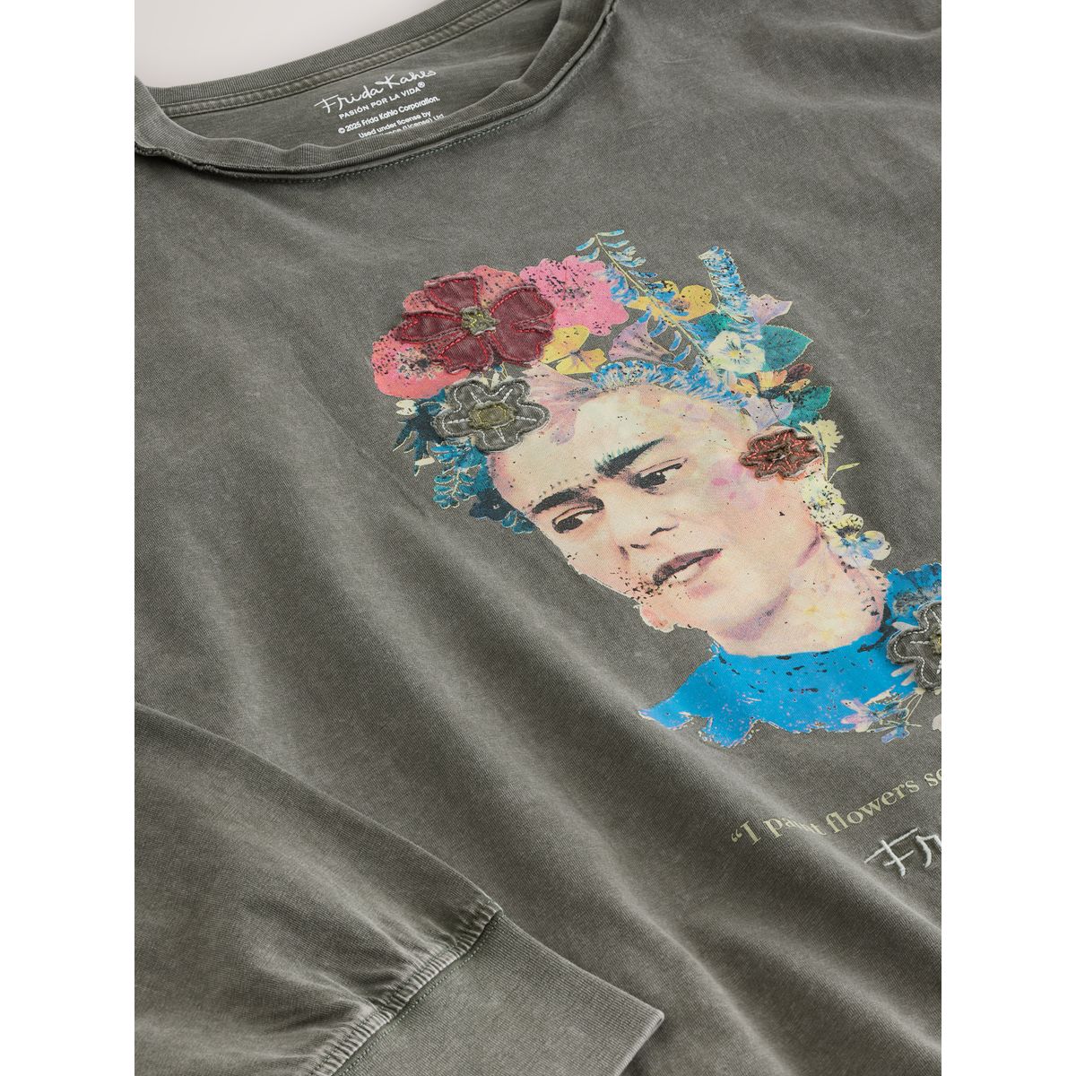 T-shirt manches longues graphique frida kahlo gris anthracite, NEXT