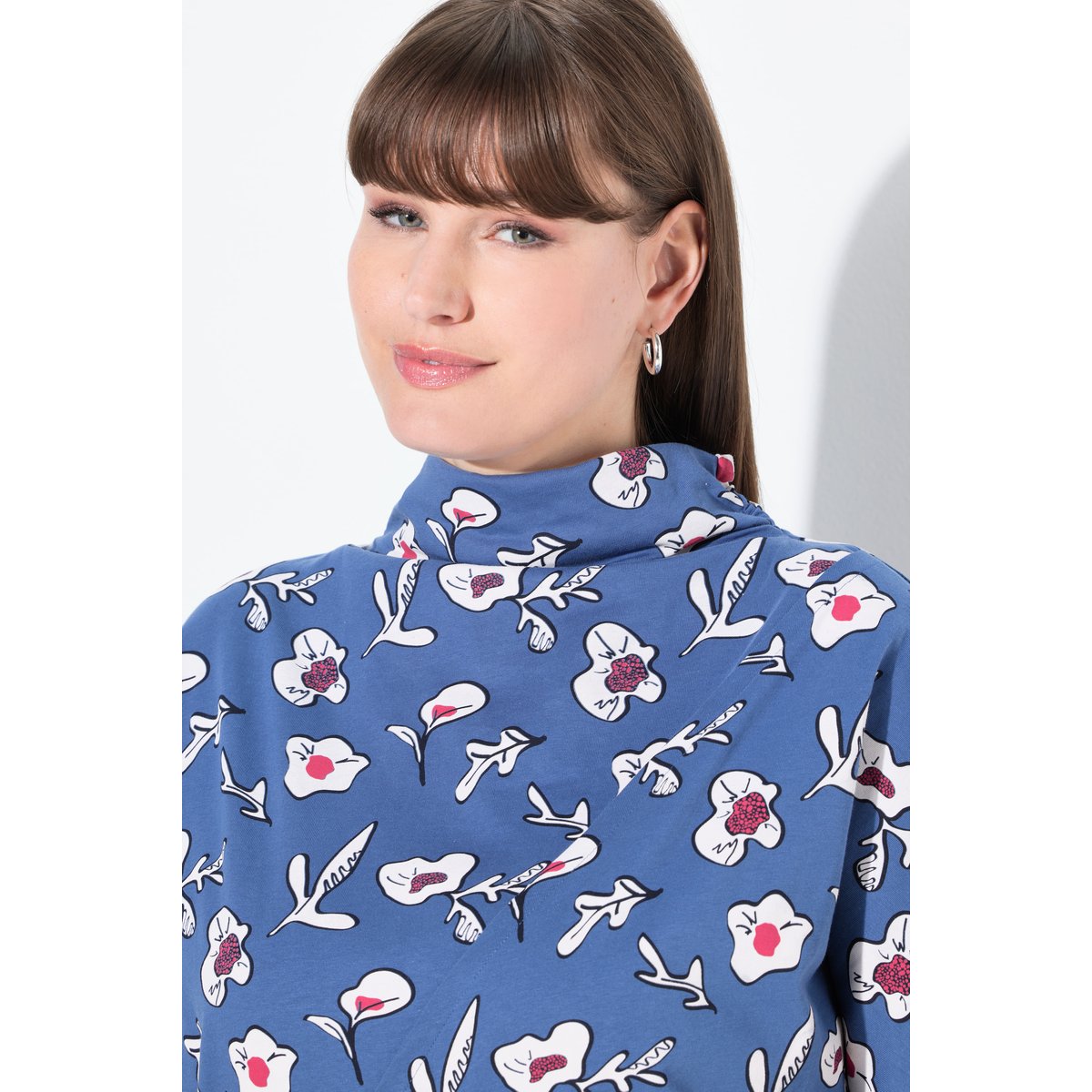 Robe cache-cœur en jersey de coton bio bleu voile clair, ULLA POPKEN